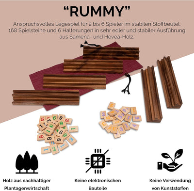 LOGOPLAY Rummy - Okey - Gesellschaftsspiel - Legespiel mit 162 Spielsteinen und 6 Halterungen im Sto