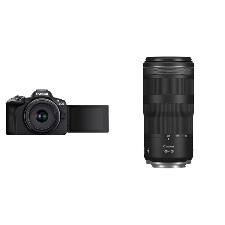 Canon EOS R50 Systemkamera + RF-S 18-45 is STM Objektiv - Spiegellose Kamera & Objektiv RF 100-400mm