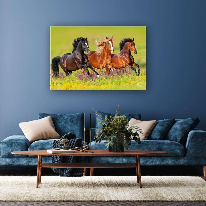 Startonight Bilder Pferderennen auf dem Feld - Leinwandbilder Moderne Kunst - Tiere Wanddeko Kunstdr