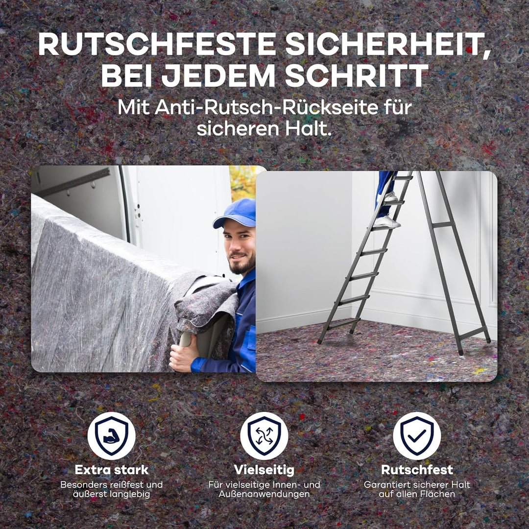 BODENMEISTER BM18050 Malervlies Abdeckvlies 50m x 1m 180gr, grau, 1 Stück (1er Pack), 1 Stück (1er P