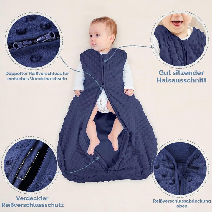 Yoofoss Schlafsack Baby Winter 1.5 Tog - 2er Pack 67cm/0-6 Monate Winterschlafsack Herbst Babyschlaf