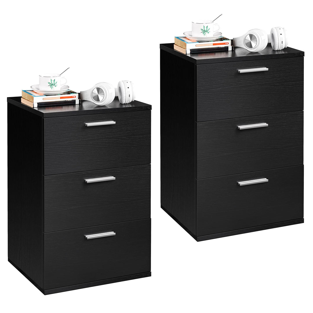 Yaheetech 2 x Nachtschrank Kommode Boxspringbett, Nachttisch Nachtkommode 59cm hoch, Schubladen mit