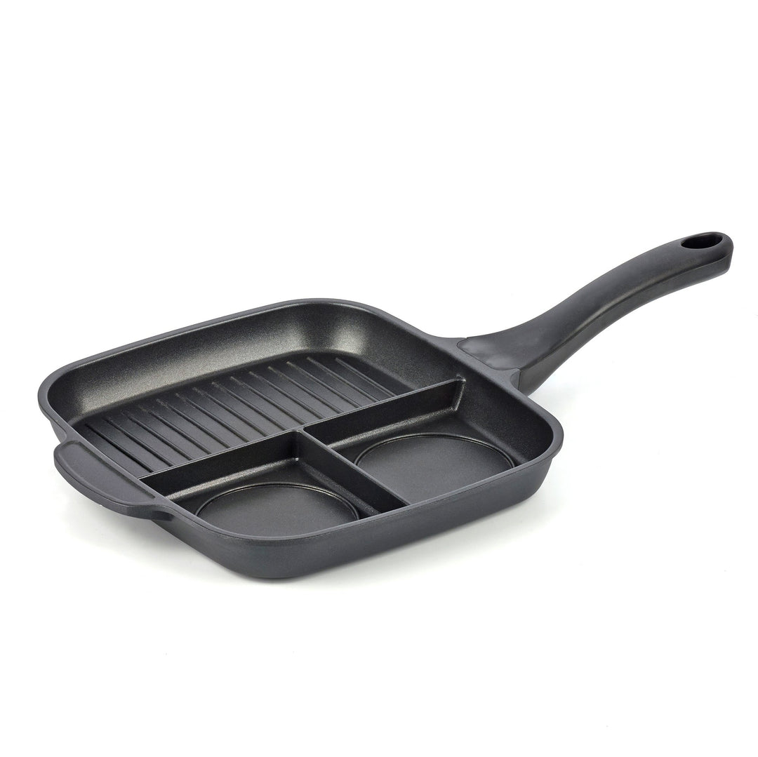melianda MA-18330 3-in-1 Multigrillpfanne, Multipfanne (drei Unterteilungen, geeignet für Elektro-,