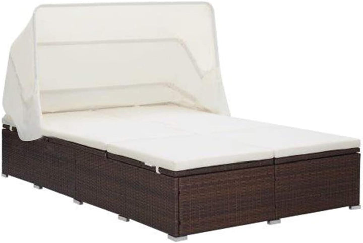 Festnight Sonnenliege 2 Personen mit Dach doppelliege Outdoor gartenliege 2 Personen Rattan gartenli