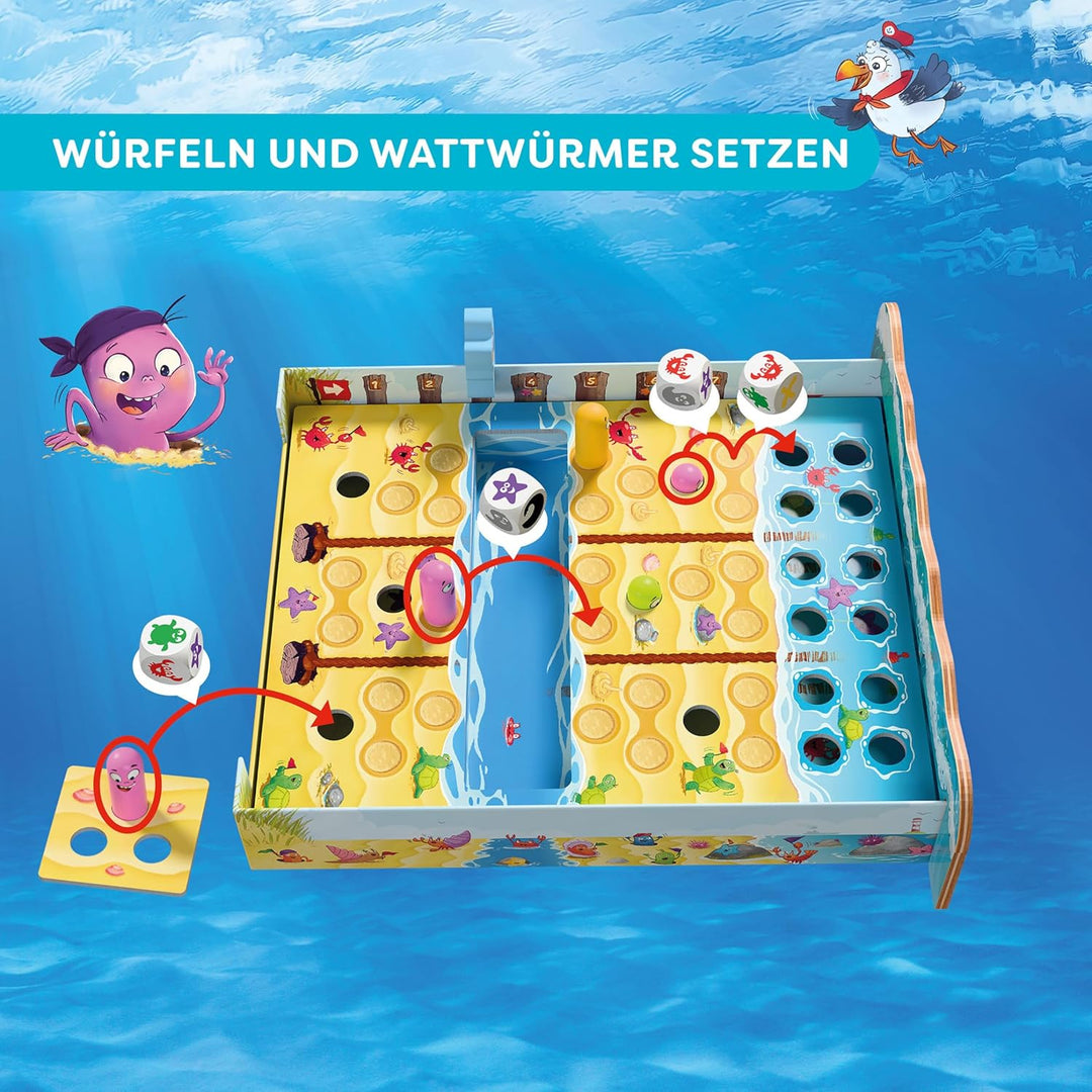 HABA Watt geht ab?! – Lustiges 3D-Strand-Würfelspiel &amp; Familienspiel ab 6 Jahren – Für 2–4 Spieler m