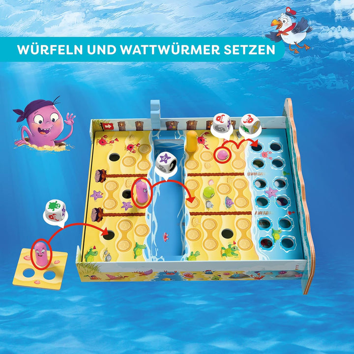 HABA Watt geht ab?! – Lustiges 3D-Strand-Würfelspiel &amp; Familienspiel ab 6 Jahren – Für 2–4 Spieler m