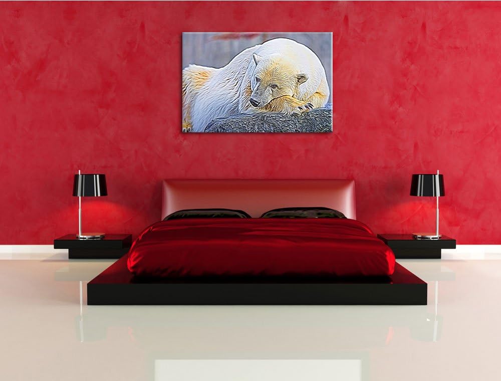 schlafender Eisbär Deluxe Format: 100x70 cm auf Leinwand, XXL riesige Bilder fertig gerahmt mit Keil