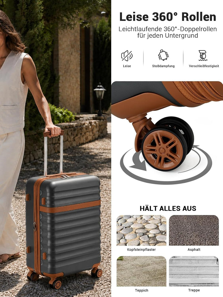 KONO Koffer Trolley Gross Koffer Reisekoffer von ABS+PC Hartschalenkoffer mit 4 Rollen TSA Schloss (