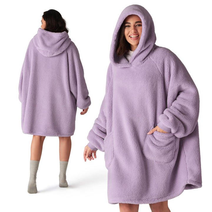 BEDSURE Hoodie Decke mit Ärmeln Kuschelpullover - Tragbare Decke zum Anziehen Erwachsene Lavendel, W