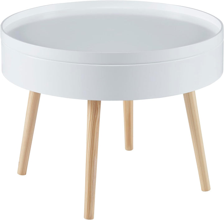 [en.casa] Couchtisch Bongard mit abnehmbarem Tablett rund Beistelltisch für Wohnzimmer Aufbewahrungs