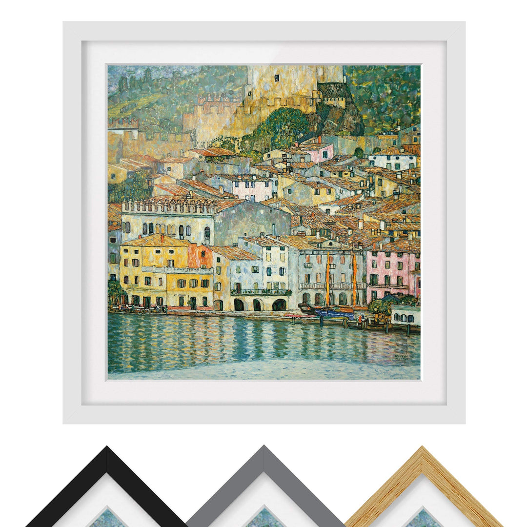 Bild mit Rahmen - Gustav Klimt - Malcesine am Gardasee - Farbe Weiss 70 x 70cm 70cm x 70cm Weiss, 70
