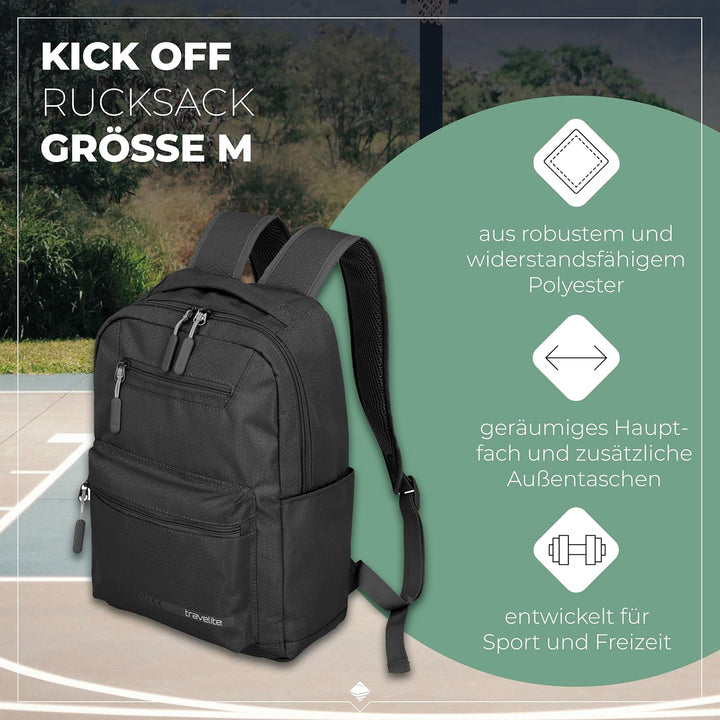 Travelite Handgepäck Rucksack mit gepoltertem Laptopfach, Laptop Rucksack 13 Zoll, KICK OFF, Tagesru