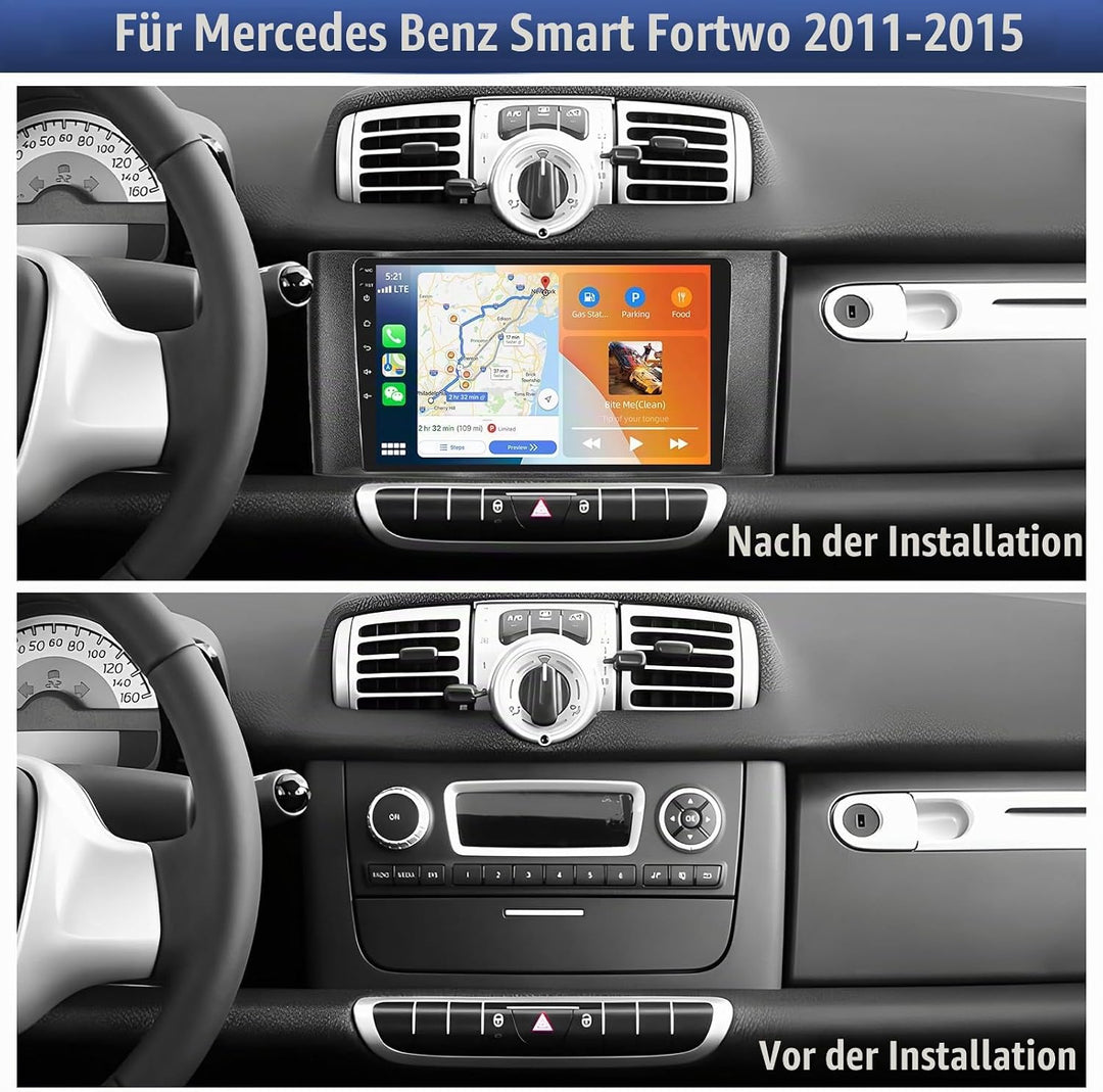 4G+64G CAMECHO Android 13 Carplay Autoradio 2Din für Mercedes Benz Smart Fortwo W451 2011-2015 mit A