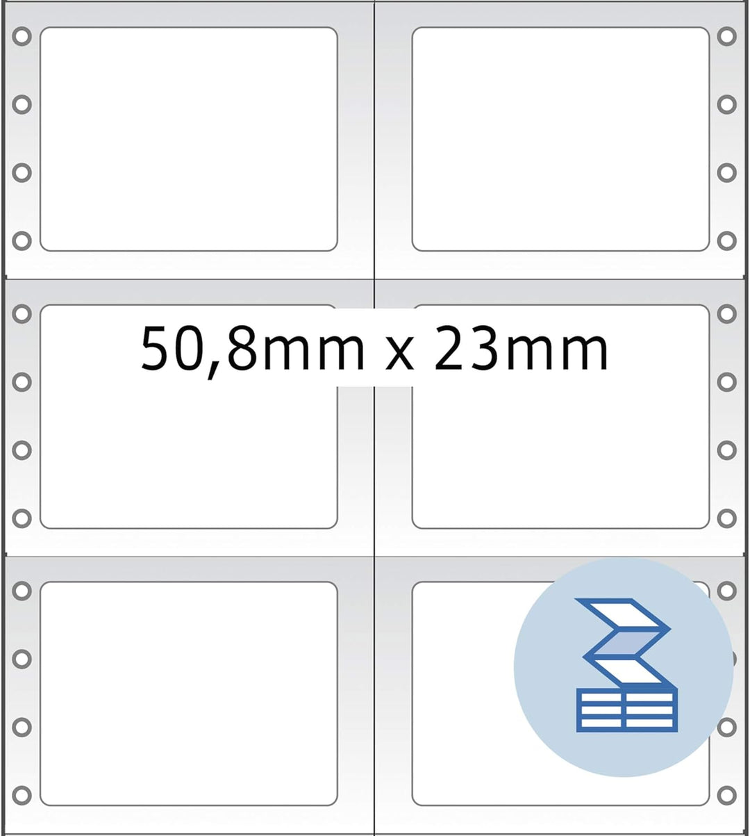 HERMA 8229 Computeretiketten endlos, 50,8 x 23,0 mm, 2-bahnig, 12000 Aufkleber, selbstklebend, Endlo