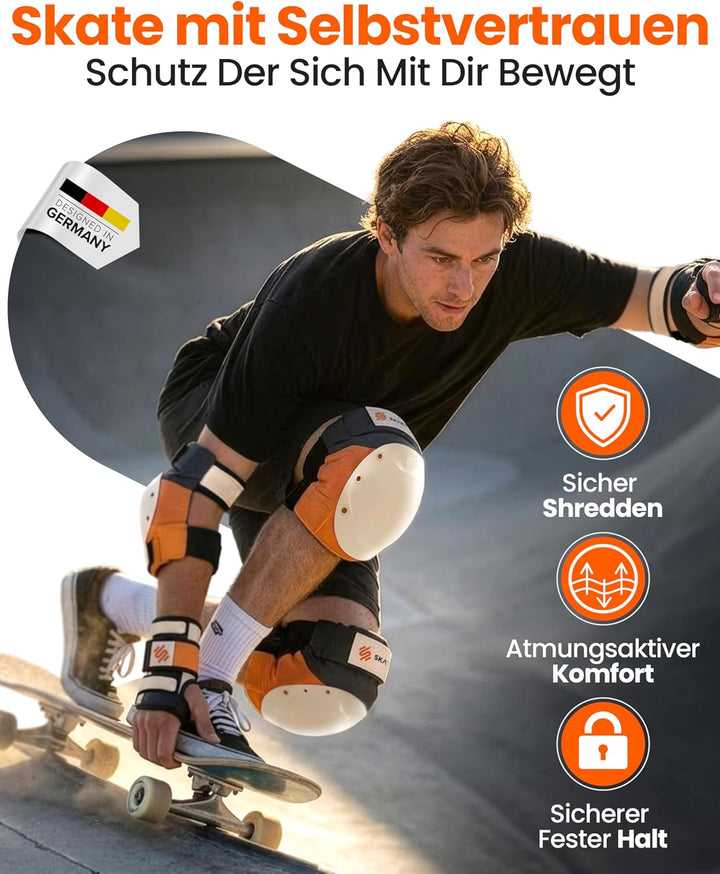 SKATEWIZ Inliner Schoner Erwachsene und Jugendliche mit Neopren-Sleeves - Protektoren Set [6er] SHIE