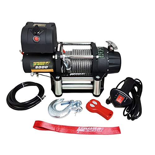 Elektrische Seilwinde Kangaroo Winch (früher PowerWinch) 8000lbs 12V 3628 kg Stahlseil Funkfernbedie