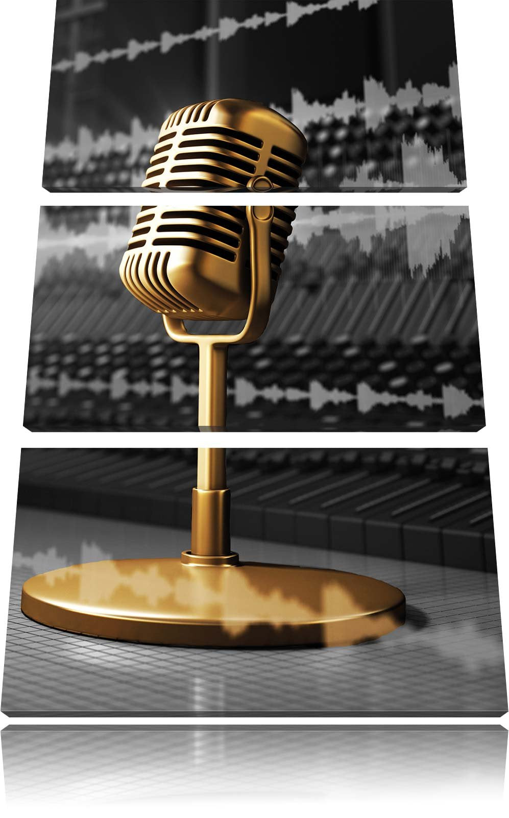 Pixxprint Cooles Musikstudio schwarz/weiss als Leinwandbild | Grösse: 3 Teilig (120x80) | Wandbild|