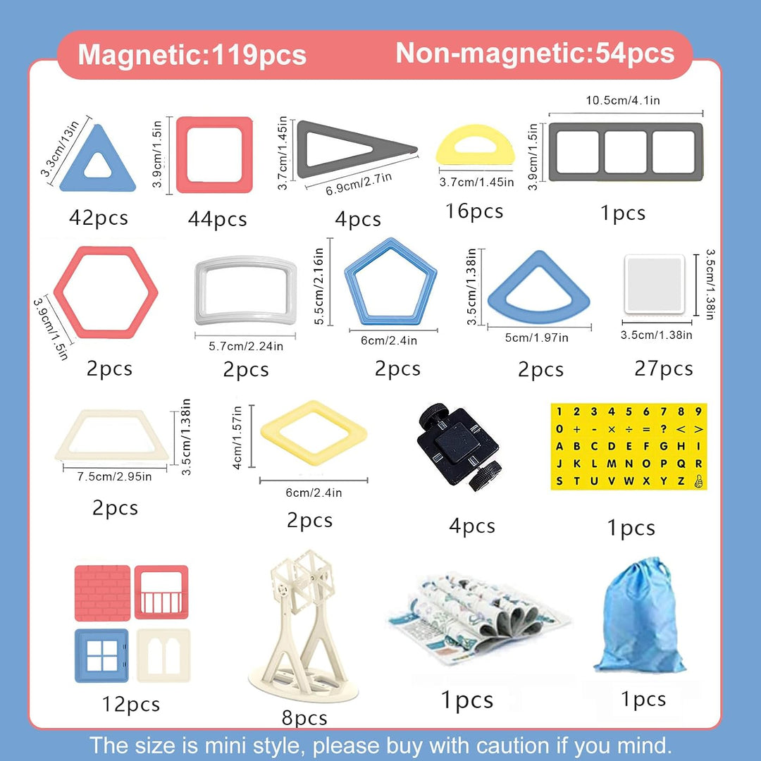 AOMIKS Magnetische Bausteine 173 Stück 3D Mini Magnetische Stapelblöcke Kinder Lernen Mint-Spielzeug