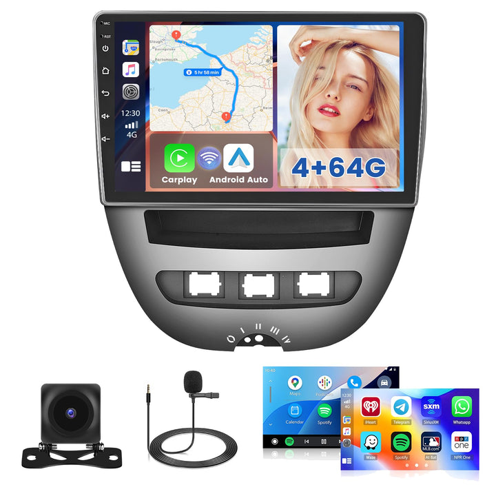 Hikity Autoradio Android 15 für Peugeot 107/Toyota Aygo/Citroen C1 2004-2014, 4GB+64GB, 2-DIN-Autost