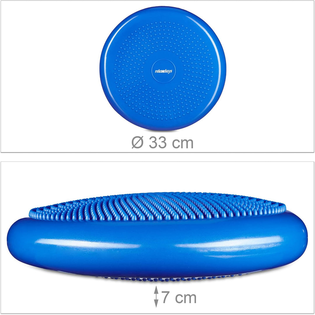Relaxdays Balance Kissen, max. Gewicht 140 kg, Balance Pad, Luftpumpe, Ballsitzkissen m. Noppen, Fit