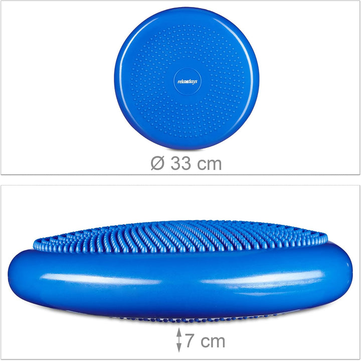 Relaxdays Balance Kissen, max. Gewicht 140 kg, Balance Pad, Luftpumpe, Ballsitzkissen m. Noppen, Fit