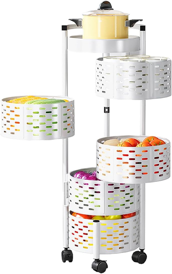 Heikoeco® Servierwagen, Küchenwagen, drehbarer Servierwagen mit Rollen aus extra Dicker Stahl, platz