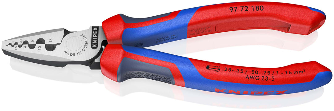 Knipex Crimpzange für Aderendhülsen mit Mehrkomponenten-Hüllen 180 mm 97 72 180