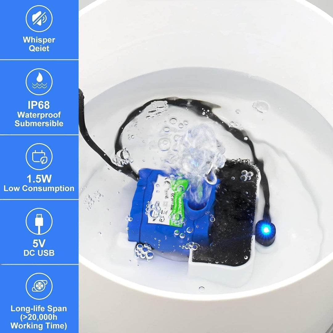 lyrlody Tauchpumpe für Haustier Trinkbrunnen, 12V 2W Elektrische Wasserpumpe für Katzen und Hunde, S