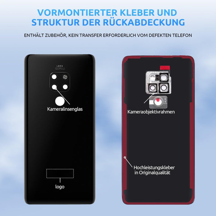 Akkudeckel für Huawei Mate 20 Rückseite Glas Original Backcover Back Glas Ersatz Reparatur Set mit K