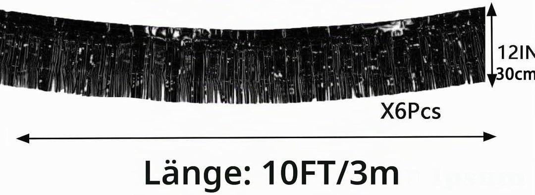 We Moment Zone 6-Pakete Schwarz Fransen Girlande Metallic, Metallic-Folien-Fransengirlande Hängedeko
