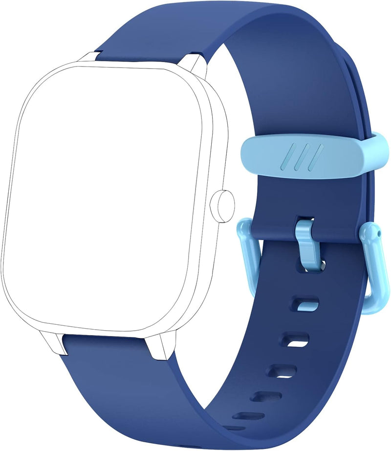 HENGTO Weiches Silikon-Smartwatch-Ersatzarmband, 16 mm, für Jungen und Mädchen Blue, Blue