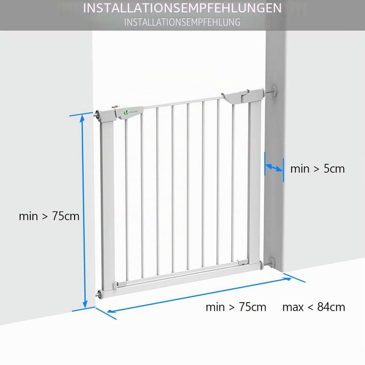 VOUNOT Treppenschutzgitter 76–84cm, ohne Bohren, Türschutzgitter für Kinder, Hunde und Katzen, Auto-