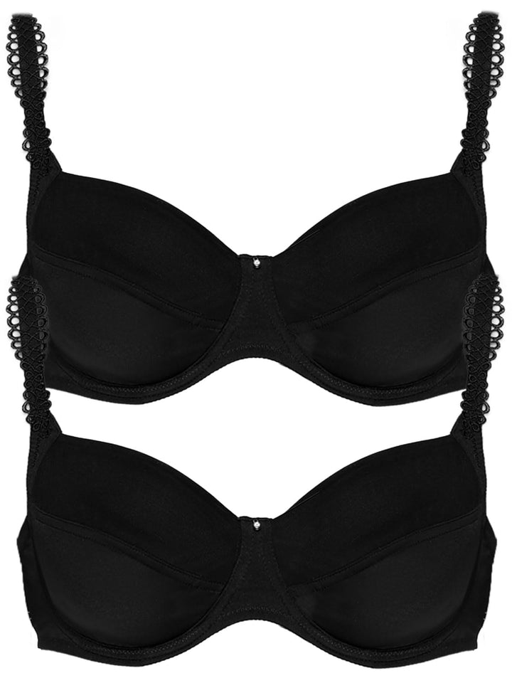 Viania 2er Pack Spacer Bügel BH Sally 144457 100B Schwarz, 100B Schwarz