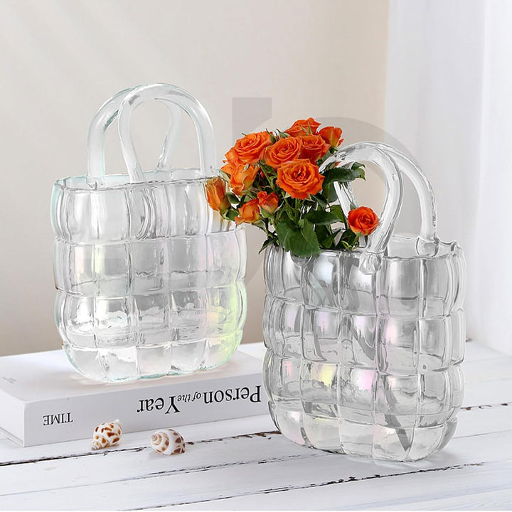 DBREAKS Vase Glas Handtasche, Bunt Blumenvase, Tasche Glasvasen, Handgemachte Vase, Kreative Bubble