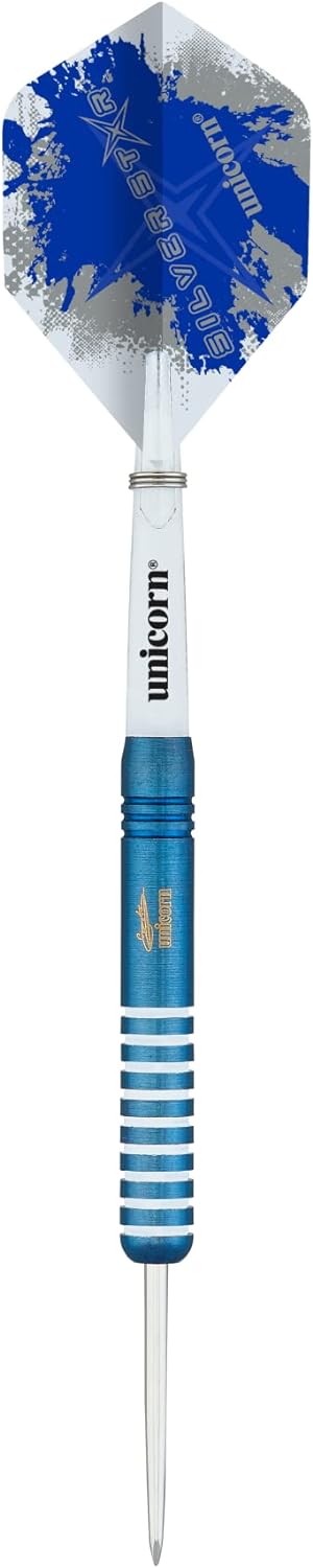 Unicorn Steel Tip Darts Silver Star Gary Anderson Dartpfeile mit Stahlspitze 21 g blau, 21 g blau