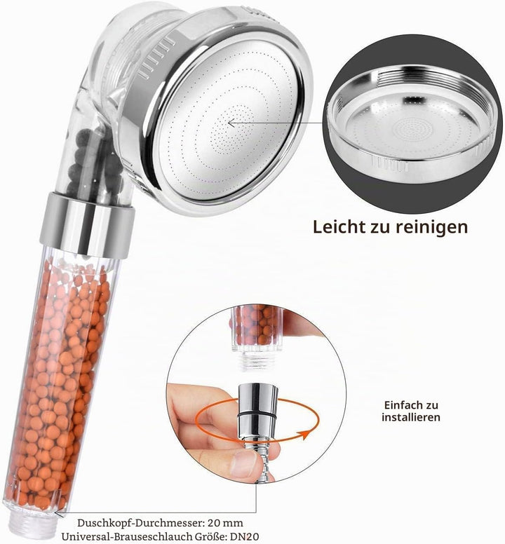 Duschkopf, Magichome Wassersparend Duschkopf Handbrause Ionen 3 Strahlarten mit Druckerhöhung für me