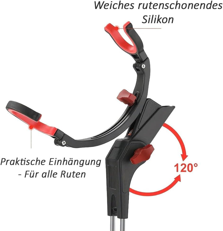 Angel Rutenhalter für 1 & 2 Ruten, Klein & Kompakter Universal Angelständer inkl. 2X Aal Glocke und