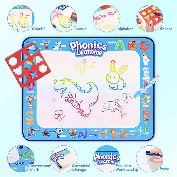 EUCOCO Wasser Matte Kinder 100 x 80 cm, Magic Malmatte mit Wasserstift XL Drawing Painting Matte für