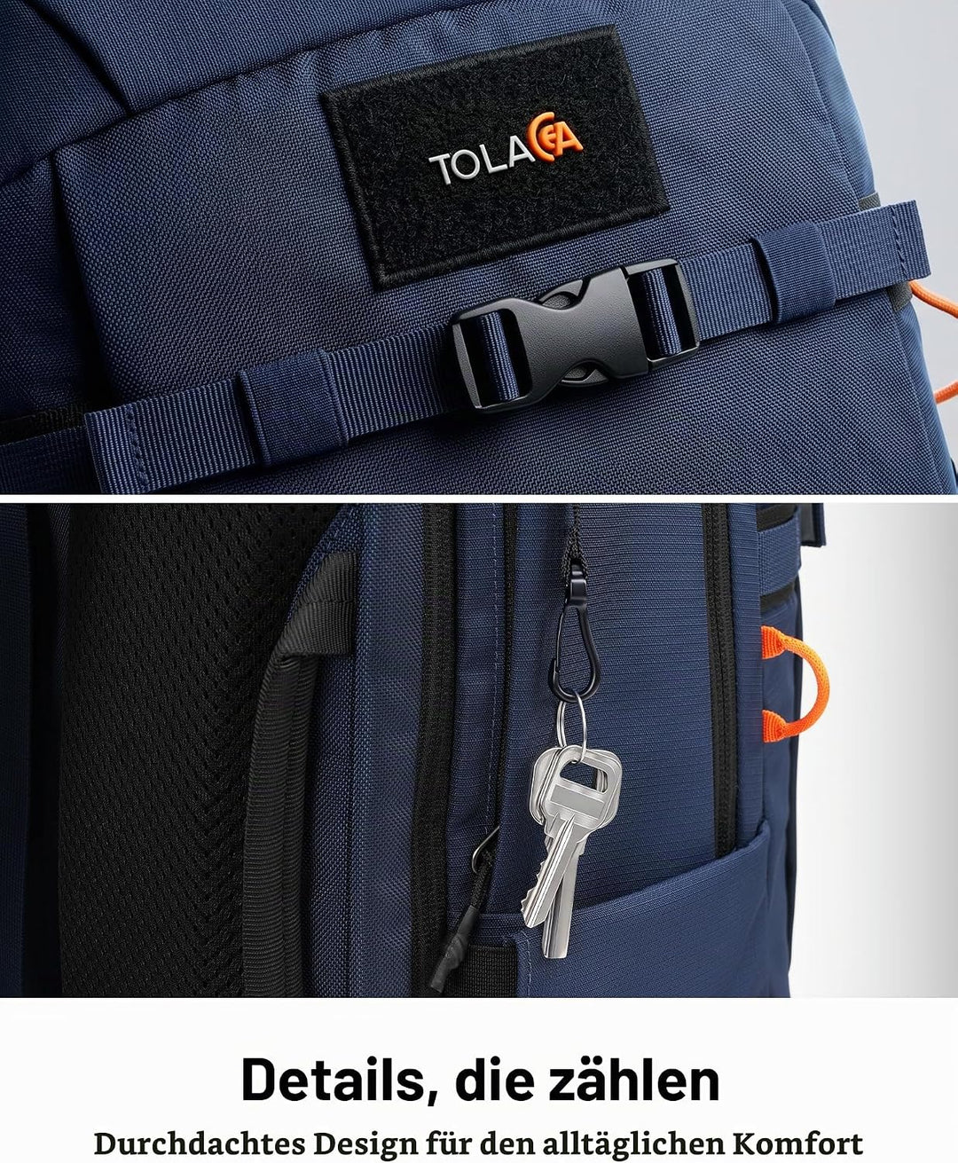 Tolaccea Reiserucksack 30L Damen Herren, Handgepäck Rucksack 16 Zoll Laptop | Nachhaltiges RPET. 180
