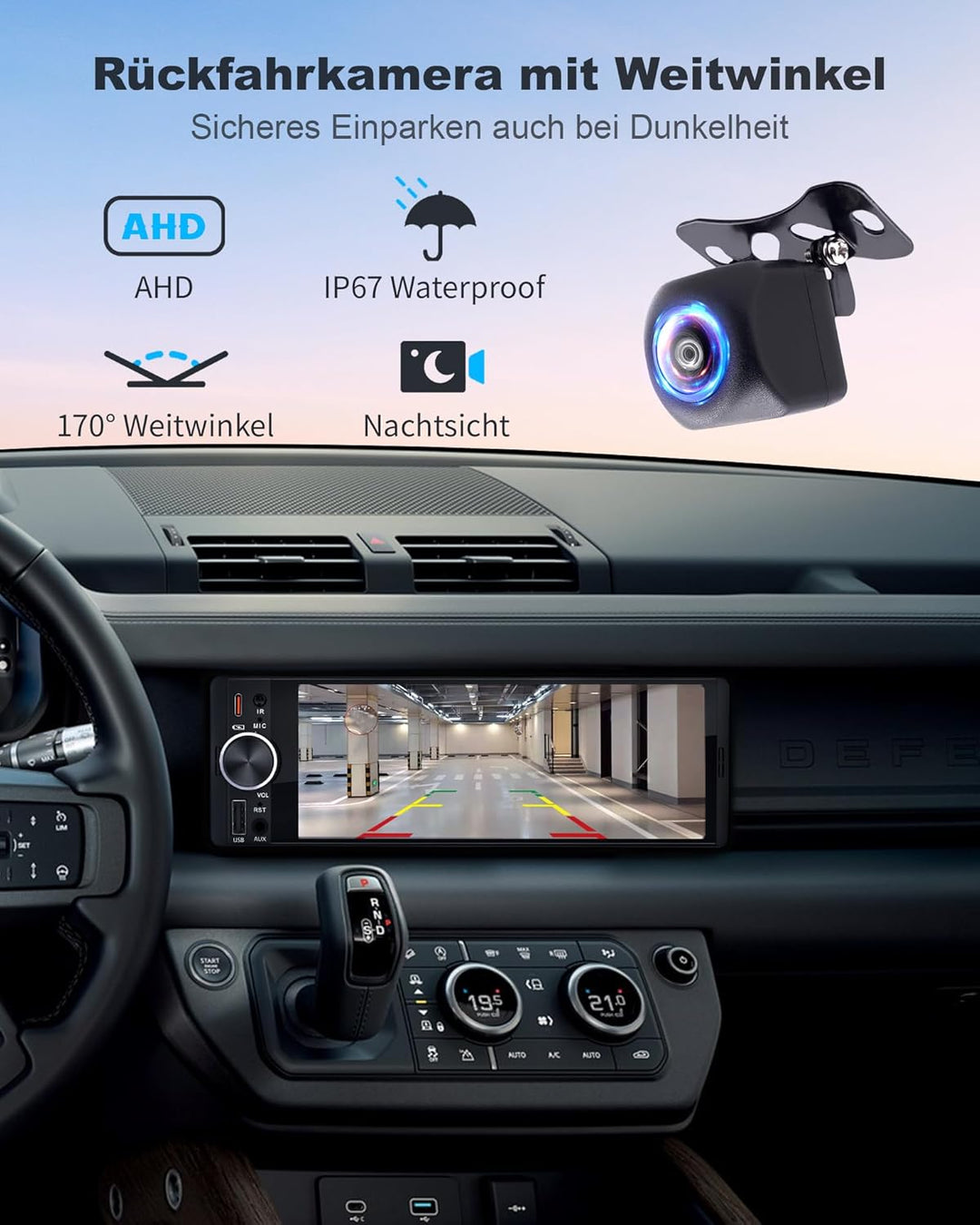 6,36 Zoll 1 DIN Autoradio mit Drahtlosem CarPlay & Android Auto, DAB+, Type-C Schnellladung (QC3.0/P