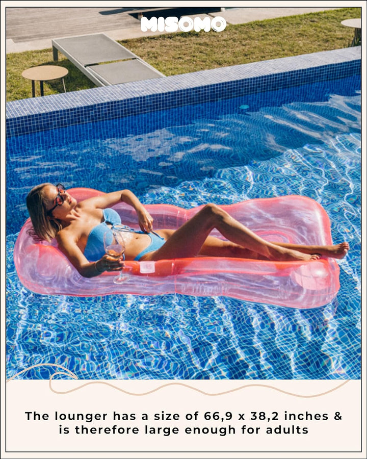 Misomo Pool Lounger Miami Beach Pink | Masse: 170 x 97 cm | Luftmatratze Wasser | Aufblasbar in < 2