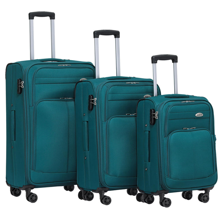 BEIBYE Kofferset Trolley Gepäckset Stoff Dehnungsfuge Koffer Reisekoffer (Türkis)