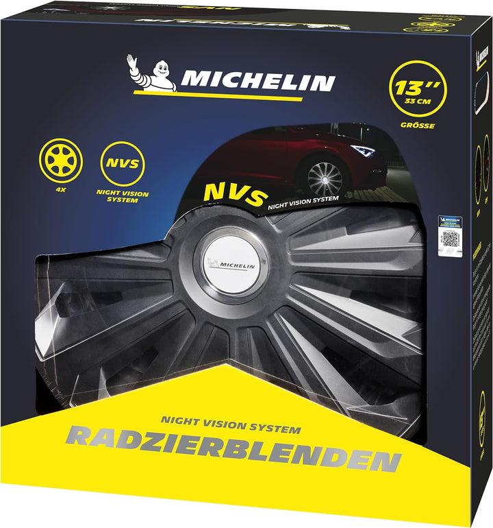 MICHELIN Radkappen 13 Zoll Universal Radzierblenden Fabienne 4er Set Fürs Auto ABS Kunststoff | Schw