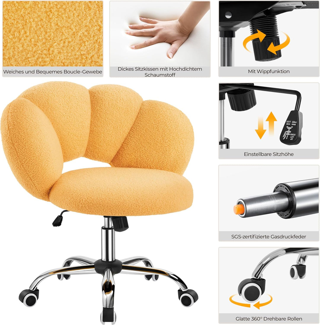Yaheetech Schreibtischstuhl Bürostuhl Ergonomisch Bürosessel in Wolkenform Schminktischstuhl bis 136