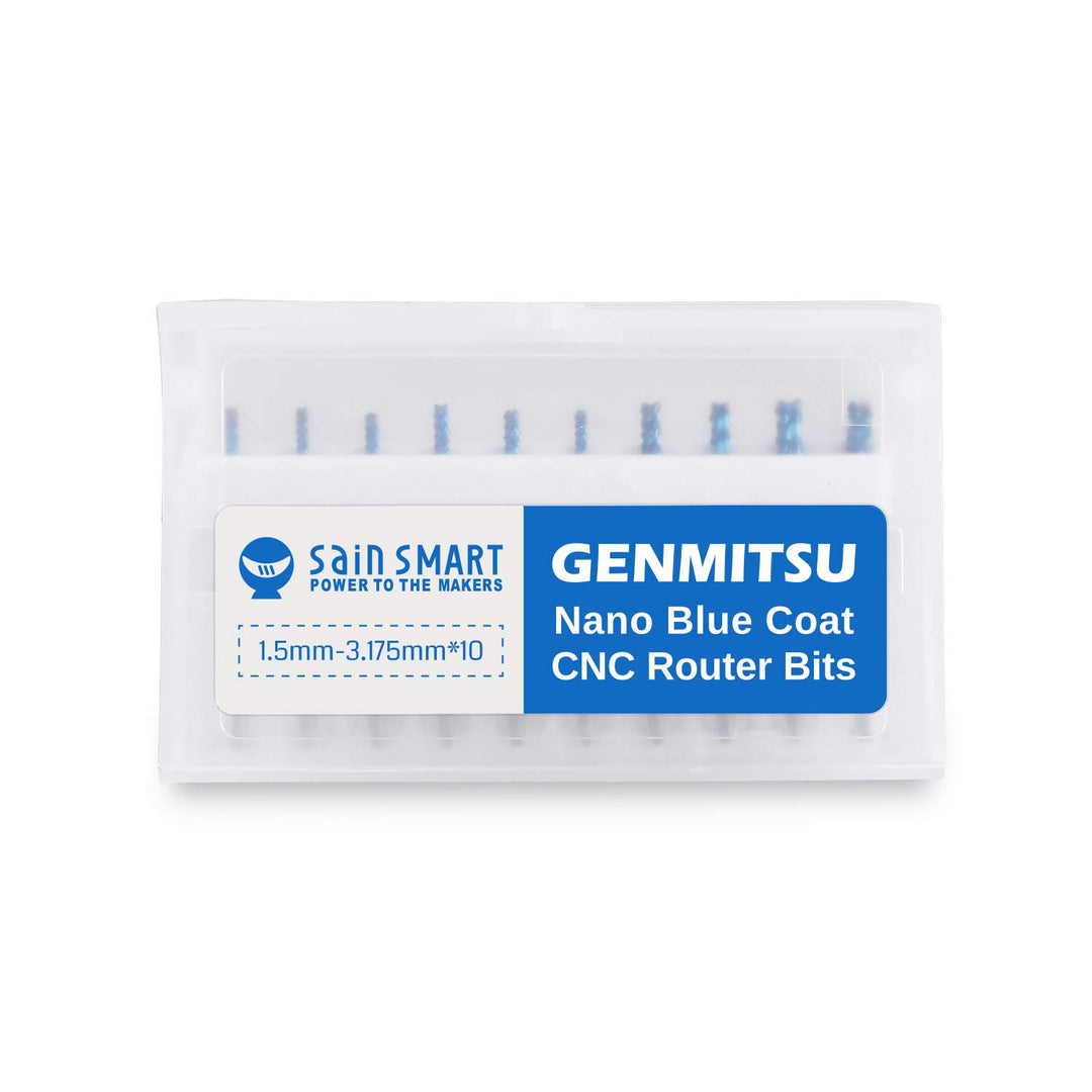 SainSmart Genmitsu CNC-Fräser, 10 Stück, Nano Blue Coat, 1,5 – 3,175 mm, Schaft 1/8, 1.5-3.175mm