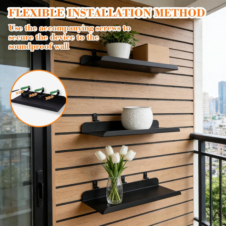 Sophisticate Metall Schwebende Wandregale Schwarz für Akustikpaneele 25×10cm, Regal für Horizontal A