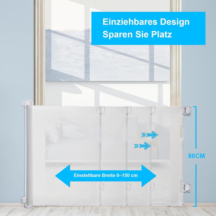 Wodondog Baby-treppenschutzgitter,0-150 cm, 83 cm Hoch,türschutzgitter ausziehbar, Einhändig Bedienb
