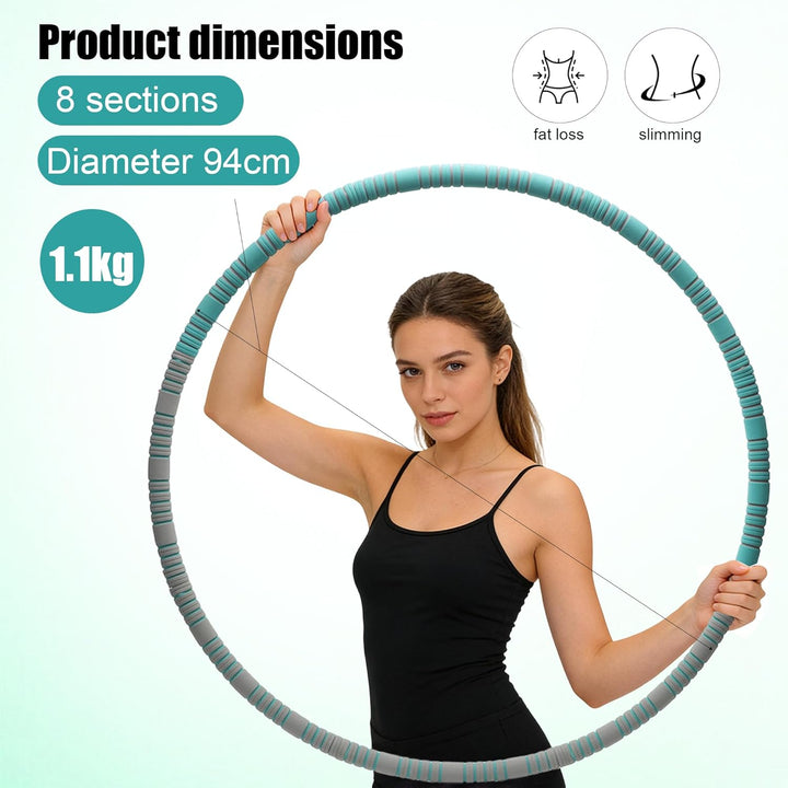 Hula Hoop Reifen Erwachsene und Kinder zum Abnehmen, 8 Teile abnehmbar, Gewicht können angepasst Wer