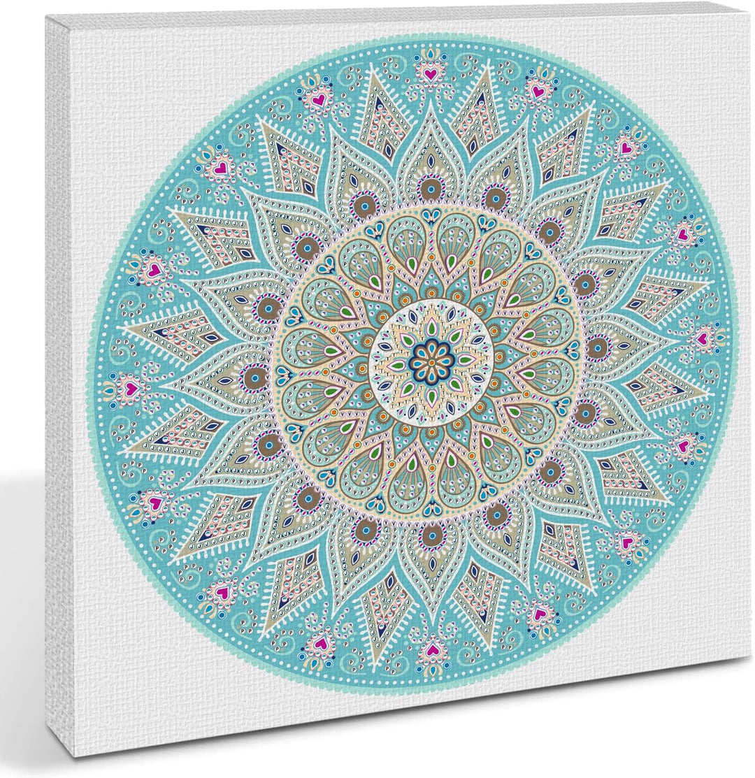 Ursus 43520005F - Diamond Painting Mandala Set 5, Bastelset mit Steinchen in Hellblau-, Taupe- und W