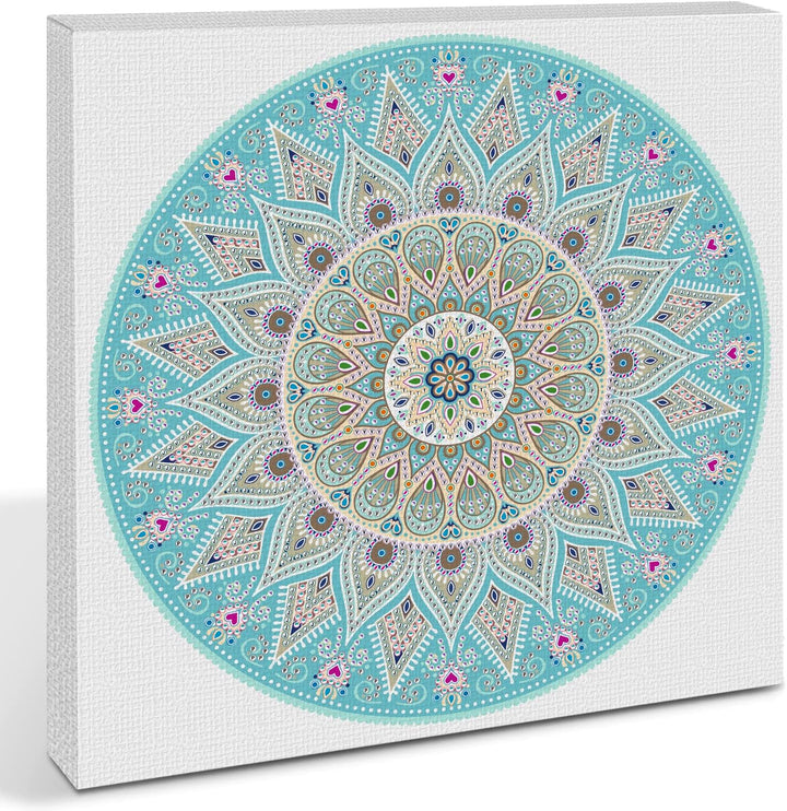 Ursus 43520005F - Diamond Painting Mandala Set 5, Bastelset mit Steinchen in Hellblau-, Taupe- und W
